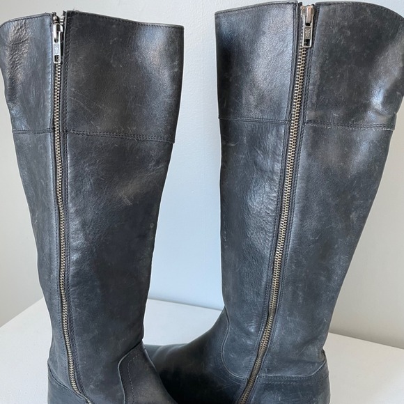 Frye Jamie Ring Tall Distressed Black Leather Riding Boots Size Women's 9 - Picture 12 of 16